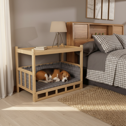 Velador Cama para Mascotas | Mueble Madera 2 en 1