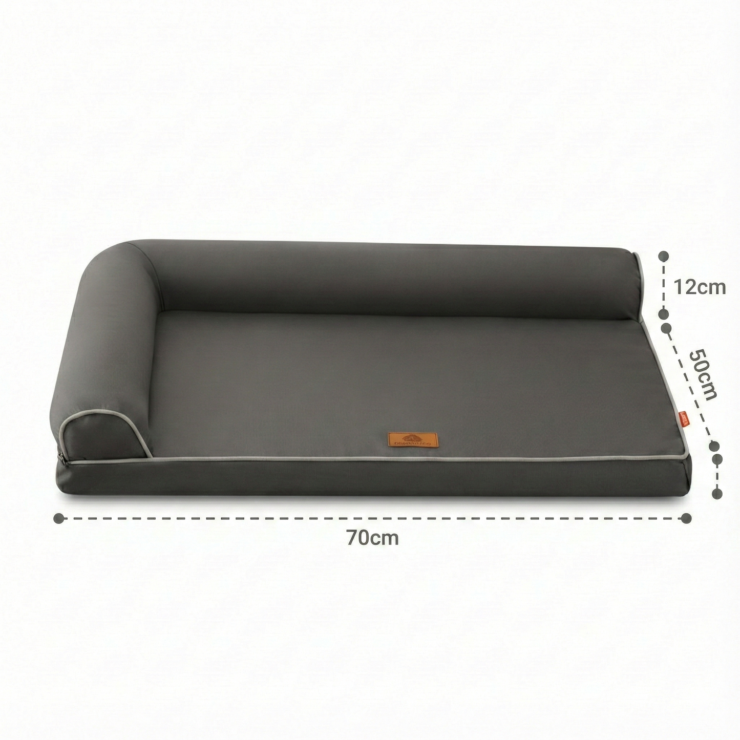 Dimensiones cama rectangular perro 70x50cm borde bajo.