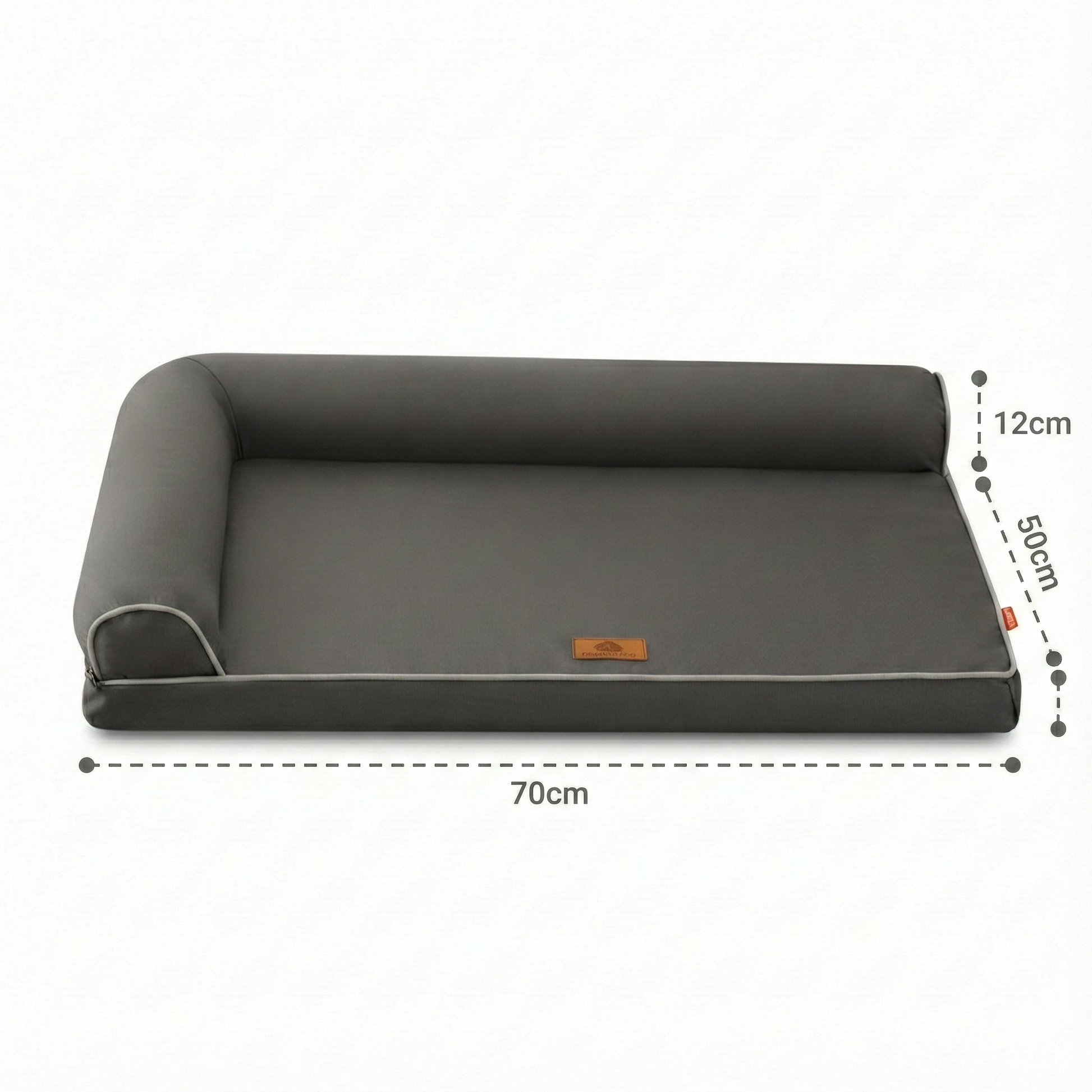 Dimensiones cama rectangular perro 70x50cm borde bajo.