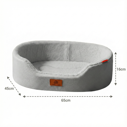Dimensiones cama perro mediana 65x45x16 cm ideal para razas pequeñas y medianas.